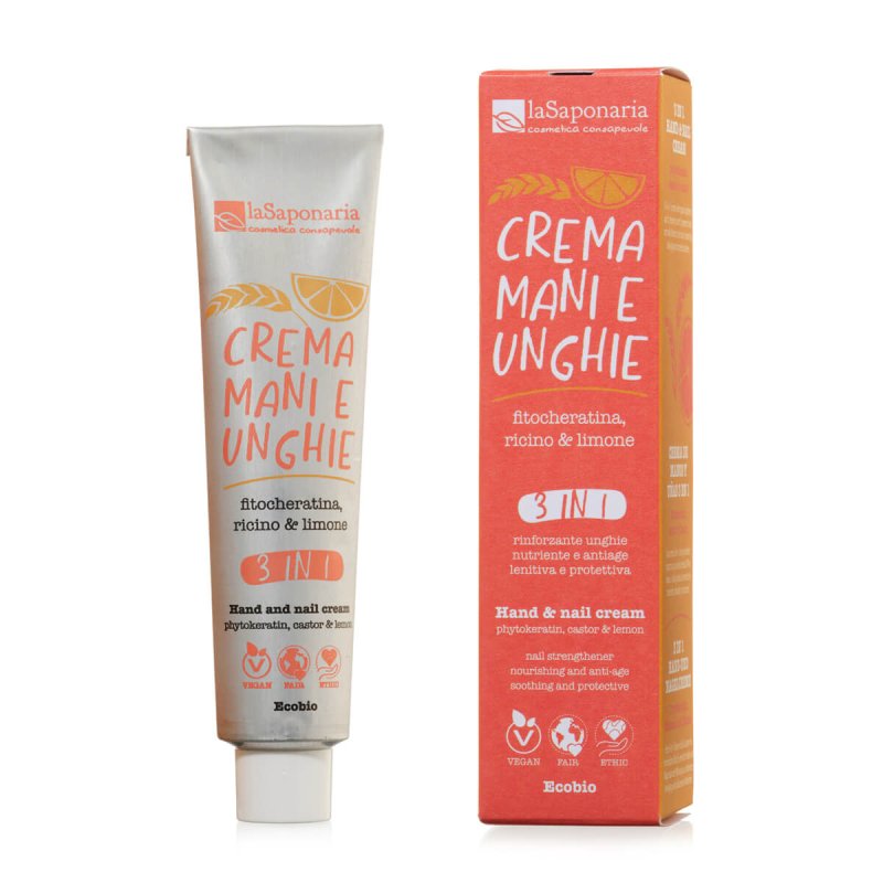 Crema de manos y uñas 3 en 1 - Fitoqueratina, aceite de ricino y limón