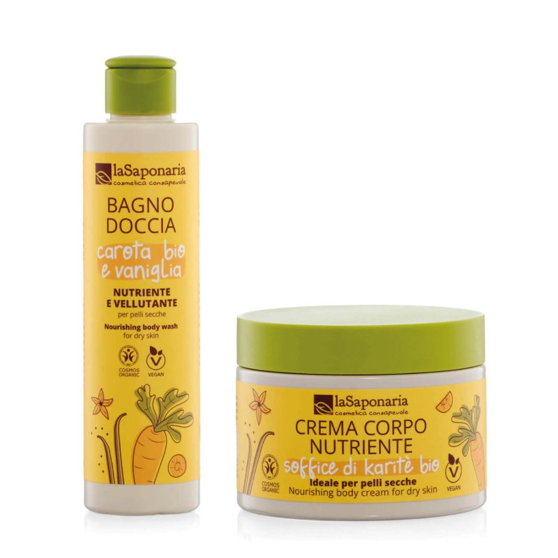 Kit corporal pieles secas – Gel de Ducha Aterciopelado + Crema Corporal Nutritiva
