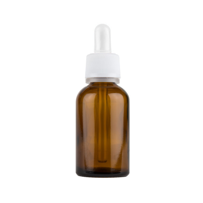 Frasco de PET oscuro con cuentagotas blanco